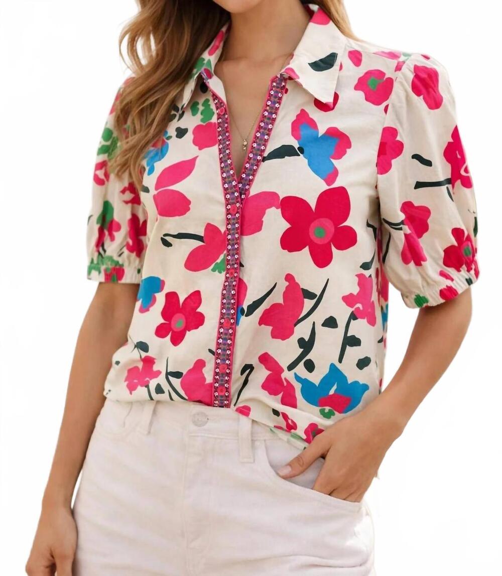NEW MAUDE VIVANTE kate top in pink tropics